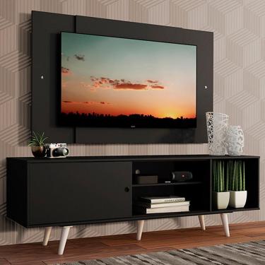 Imagem de Rack Dubai com Pés e Painel Tv até 58" Preto Madesa