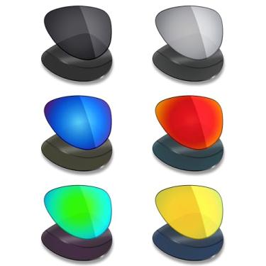 Imagem de Mryok 6 pares de lentes polarizadas de substituição para óculos de sol Ray-Ban Aviator RB3044 52 mm - preto furtivo/vermelho fogo/azul gelo/titânio prateado/verde esmeralda/ouro 24K