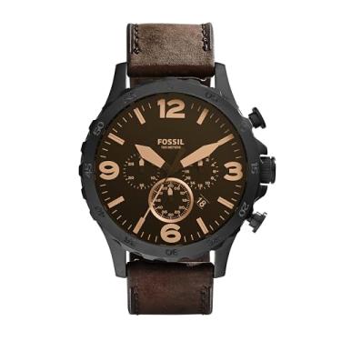Imagem de Fossil Relógio masculino Nate de aço inoxidável com cronógrafo de quartzo, Preto, marrom., Militar, clássico