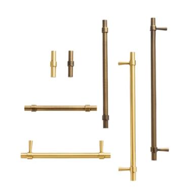 Imagem de Puxadores de armário de latão antigo escovado sólido 500 mm, barra T, móveis, guarda-roupa, aparelho, CH011, BB, 160200