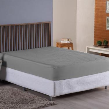 Imagem de Capa de Colchão Queen Antialérgico Cama Box Matelado Impermeável (Cinza)