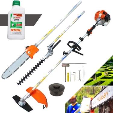 Imagem de Roçadeira Multifuncional 4x1 Podador de Galho, Cerca Viva, Corta Grama e Mato Vulcan Trent VRM330 33cc + Oleo Stihl