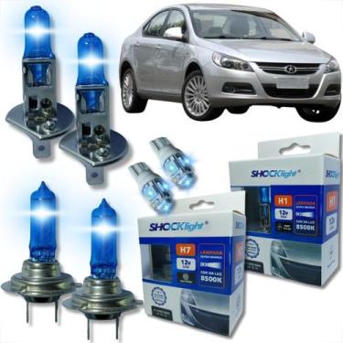 Imagem de Kit lâmpada shocklight super branca farol alto baixo e lanterna h1 h7 