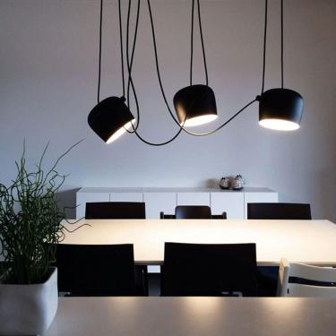 Imagem de Lâmpada pendente de cantina, iluminação pendente de bar, luz suspensa antiga E27, lâmpada industrial, abajur de alumínio Lustre DIY de fio de 180 cm, preto, 3 lâmpadas