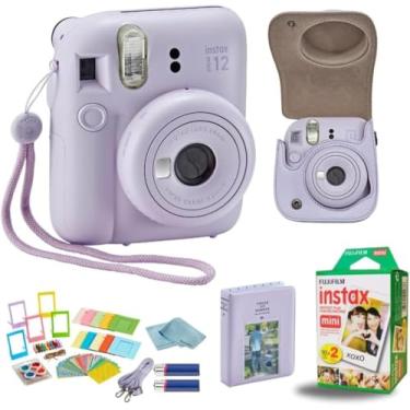 Imagem de Fujifilm Câmera instantânea Instant Mini 12 + pacote de acessórios BluebirdSales e capa personalizada compatível + mini álbum de fotos Fuji Instant (20 fotos) designer (60 bolsos) (roxo lilás)
