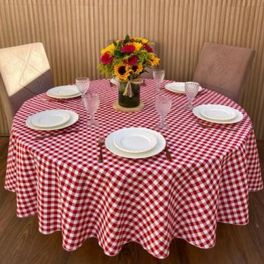 Imagem de Toalha de Mesa Redonda 2,80 Grande Xadrez Festa Junina Arraiá - Mumude