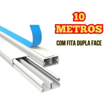 Imagem de Canaleta pvc organizador de fio 1 metro 20x10 branca com fita dupla fa