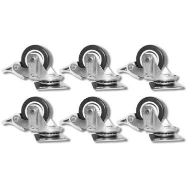 Imagem de Rodízio Com Trava com Placa Giratória Cinza 4 Pol Plástico - Schioppa