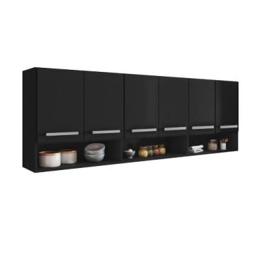 Imagem de Armario de Parede 6 Portas Preto Suriname Brienza Movelaria - Casa Mob