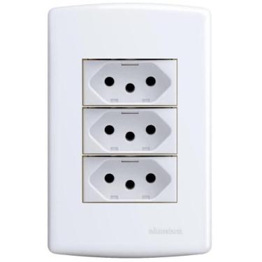 Imagem de Conjunto Tomada Tripla 10A 4X2 Branca Siena 6538 Alumbra