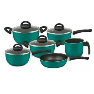 Imagem de Conjunto de panelas 06 pçs antiaderente marpal com teflon, Verde