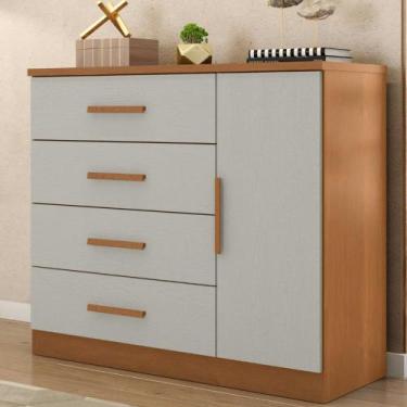 Imagem de Cômoda 4 Gavetas 1 Porta Gênova Plus Zanzini, Cinamomo/Areia