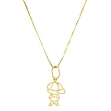 Imagem de Colar Feminino 40cm Ouro 18k Cordão Pingente Menino Filho - DR Joias
