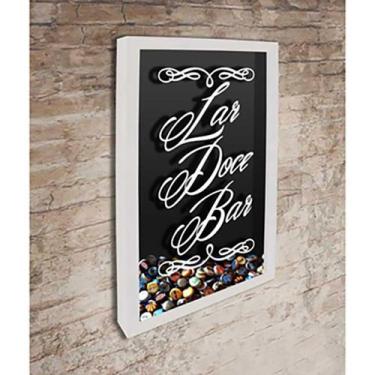 Imagem de Quadro Porta Tampinhas Lar doce bar - Quadro Novo, Branco, 30x40