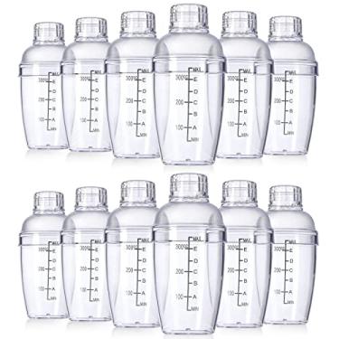 Imagem de Lallisa 12 peças de coqueteleira de plástico com escamas e coador, copo de coqueteleira transparente com medidas, ferramenta de mistura de barra de garrafa de plástico para chá, café, leite boba (350