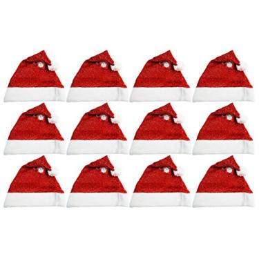 Imagem de Black Duck Brand Conjunto de 12 chapéus grandes de feltro de Natal com glitter vermelho de Papai Noel com punho de pelúcia! 16 cm x 36 cm
