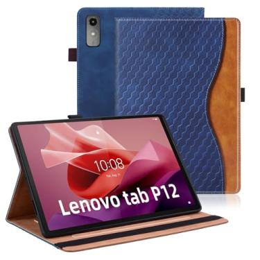 Imagem de Varohix Capa para Lenovo Tab P12 de 12,7 polegadas (TB370FU), capa fólio retrô para Lenovo Xiaoxin Pad Pro 32.3 cm capa de couro PU com bolso para cartão, azul