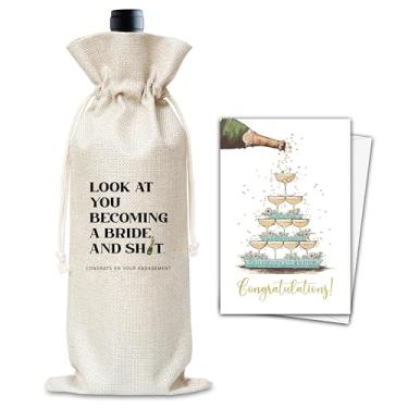 Imagem de Bolsa de presente de vinho de noivado, presentes para casamento, noivado, casamento, lua de mel, chá de noiva, saco de vinho reutilizável, bolsa de presente de champanhe, presentes para casais