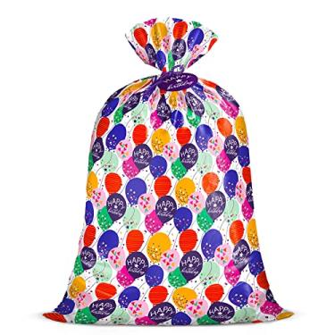 Imagem de WRAPAHOLIC Saco grande de presente de aniversário de 142 cm - balão colorido com design de confetes para aniversários, festas ou comemorações infantis - 142 cm A x 91 cm L