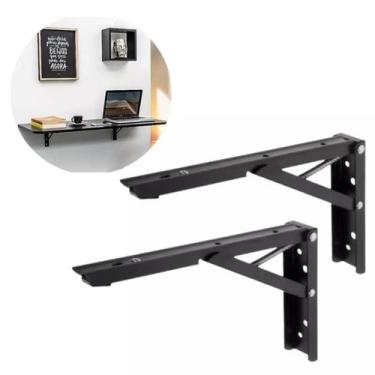 Imagem de Suporte Mão Francesa Retrátil PAR (2un) Dobrável Reforçada Tampo Mesa 