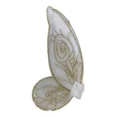 Imagem de Asa Fada Sininho Luxo Branca Dourada Brilho Glitter Elfos - dayfestart