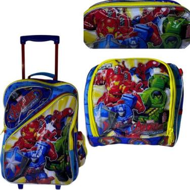 Imagem de Kit mochila rodinha +lancheira + estojo escolar : vingadores - CHENSON