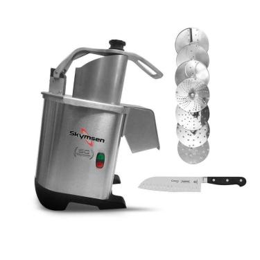 Imagem de Processador De Alimentos Com 7 Discos De 203mm Pa7 Pro Skymsen E Faca Santoku Profissional Bivolt
