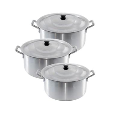 Imagem de Conjunto 03 Caçarolas Panela Hotel Alumínio N26 N28 N30