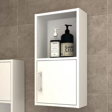 Imagem de Armário Aéreo 100%MDF Para Banheiro 01 Porta Branco Smart Branco Lilie