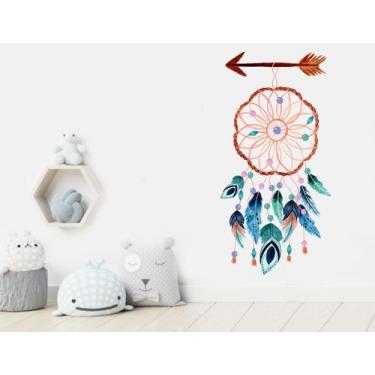 Imagem de adesivo de parede filtro dos sonhos flecha aquarela - Senhorita Decor