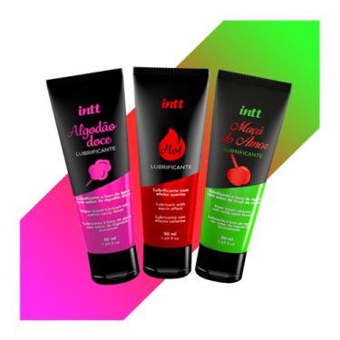 Imagem de Kit Lubrificante Massagem Intt Sabores Algodão Doce Morango Maça Do Am