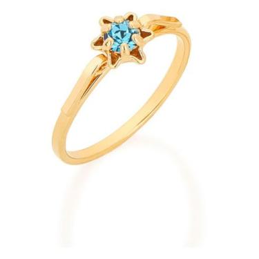 Imagem de Anel Solitário Flor Com Cristal No Centro Rommanel 510170, Branco, 14