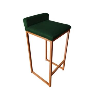 Imagem de Banco Banqueta Cadeira Grécia Base Metal Bronze Veludo - Fina Mobília,