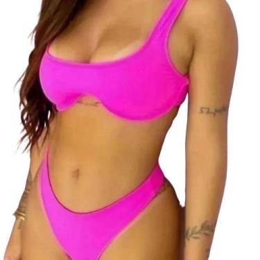 Imagem de Biquíni hotpants malha canelado com bojo - bea fashiom, Rosa, u