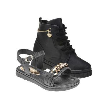 Imagem de Bota Feminina e Sandalia Menina - KIT 2 PARES Tam 23 ao 34 - sapatinho