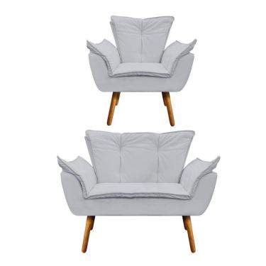 Imagem de Kit Namoradeira e Poltrona Opala Corino Pés Palito - D´rossi