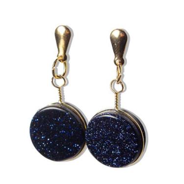 Imagem de Brinco Disco Pedra Estrela Tarracha Banho Dourado - CristaisdeCurvelo