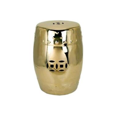 Imagem de Banco Porcelana Garden Seat Tradicional Dourado Formosa - LUXdécor Cas