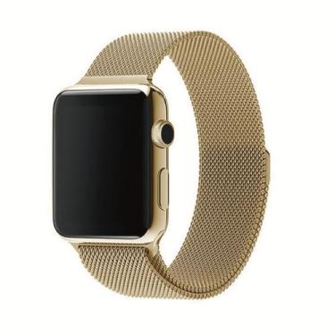 Imagem de Pulseira Loop Milanese Malha de Aço P/  Watch 42mm  44mm Dourado - ISD