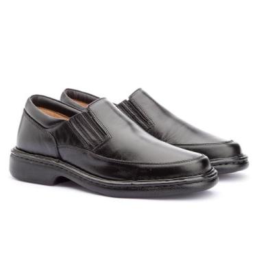 Imagem de Sapato Social Masculino Couro Legitimo Elástico Lateral - RM, Preto, 4