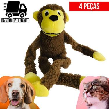 Imagem de Kit 4 Brinquedo para Cachorro Pelúcia Macaco Pet Cães com Apito - Ring