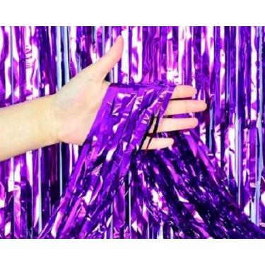 Imagem de Cortina Metalizada Decoração Roxa 100x200cm - 01 unid - Silverfestas