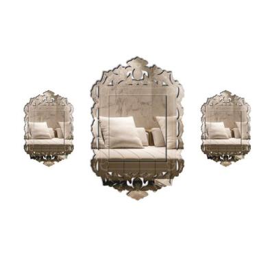 Imagem de Kit Espelho Decorativo Veneziano (1pç 50x77  2pçs 24x36) 3883 - CREATU