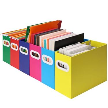 Imagem de Aosric Organizador de arquivos pendurado, organizador de pasta de arquivos de papelão para tamanho carta, caixa de armazenamento de documentos de mesa, caixas de suporte de pasta de arquivos portáteis