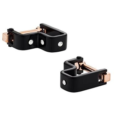 Imagem de Abotoaduras Rudolph Alexander Crystal Step pretas com caixa de apresentação