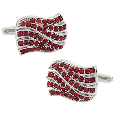 Imagem de Abotoaduras de cristal vermelho com caixa de apresentação Cuff-Daddy Siam