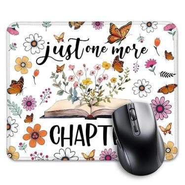 Imagem de AGMDESIGN Just One More Chapter Mouse pad engraçado para mesa, presentes para mulheres amantes de livros, presentes de aniversário para bibliotecários, clube de leitura de leitores ávidos, presentes