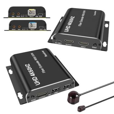 Imagem de Extensor HDMI KVM sobre fibra - 4K @60Hz HDCP2.2 até 20 km/12,4 milhas, suporta mouse USB, teclado de latência zero com Plug & Play e transmissor HDMI Loop Out HD | SFP MSA e SFF-8472