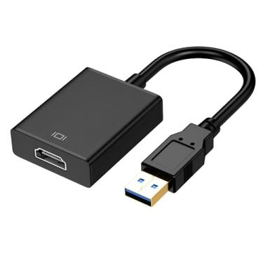 Imagem de KUPOISHE Adaptador USB para HDMI para monitor Windows 11/10/8, conversor HDMI USB para laptop, Mac MacBook Pro, cabo HDMI USB 3.0, vários monitores para computador desktop, TV, preto