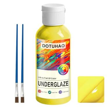Imagem de Tinta de cerâmica sob o esmalte para argila, cor amarela, 60 ml, cores sortidas para pintura de cerâmica e cerâmica, ideal para projetos de arte (amarelo, 60 ml)